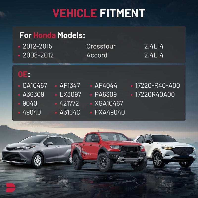 BDFHYK CA10467 Engine Air Filter Compatible with Honda Accord 2008-2012, Crosstour 2012-2015, L4 2.4L, Replace# 17220-R40-A00 - Image 2